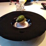 シェ松尾・松濤レストラン - デザート、上は抹茶、土台は小豆アイス