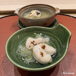 御料理 寺沢 - とら河豚の焼白子と下仁田葱の小鍋立