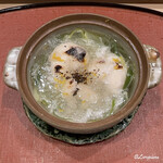 御料理 寺沢 - とら河豚の焼白子と下仁田葱の小鍋立