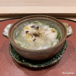 御料理 寺沢 - とら河豚の焼白子と下仁田葱の小鍋立