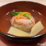 御料理 寺沢 - 毛蟹の真薯と雪中筍の椀物