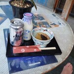 信州高山アンチエイジングの里 スパ・ワインセンター - 料理写真:ビールと瓶牛乳(サービスの煮物)