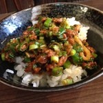 麺屋わっしょい - キーマまぜ麺、残ったキーマカレーをご飯にのせて！