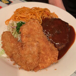 グリルハウス Mr.シェフ - 日替りランチ　ハンバーグ、ポークカツ、ナポリタン