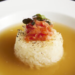 Grilled snow crab risotto with soup