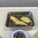 天ぷら　えびす食堂 - 初回はエビとナス、エビがぷりぷりです。