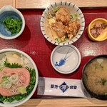 Tsukiji Shokudou Genchan - ねぎとろ丼唐揚げセット　1188円