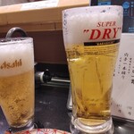 回し寿司 活 活美登利 - 先ずは生ビール