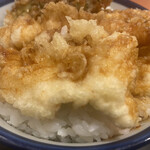 Tendon Tenya - 具材(手前から)とり天※他見えませんが(レンコン、ナスがあります)