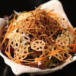 Tendai Shouten - 生野菜とパリパリサクサクのゴボウ・レンコンがすばらしいハーモニーな一品『ゴボウとレンコンパリパリサラダ』