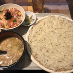 193532398 - 稲庭うどん 七蔵特製スープつけ麺+ミニ丼セット(中)¥1500(丼はバラチラシ丼)