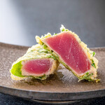 Rare tuna and shiso-wrapped Tempura