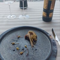 エノテーカ ピンキオーリ 名古屋 - 肉料理。豚のカリカリ鰻クリーミーでした。ガヤのプルネッロも力強いのですが、前のパスタが凄すぎてあまり印象に残っていません(￣▽￣;)