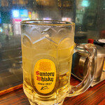 お好み焼き てな - メガハイボール　都電を見ながら