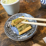 うずら家 - 付け合わせの野沢菜も抜群の美味さ！