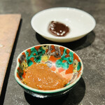 仁修樓 - ◎南高梅と桂候醤の味噌をつけて頂く。