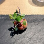 La Brianza - 自家製ブレザオラシュー仕立て。この頃定番のブレザオラが素敵にドレスアップしてる。クロスティーニブルスケッタも美味しい一方で、シュー仕立ておしゃれ楽しいですね＼(^o^)／