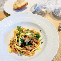 La Brianza - 北海道産蝦夷鹿ラグーソーススパゲッティ(マンチーニ)。太麺マンチーニがアルデンテ、しっかり味わいのラグーソースと絶妙美味しい