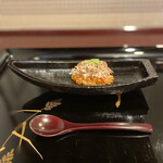 割烹 新多久 - め蟹の飯蒸し　