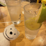 Reichan - レモンサワー、広島生レモンスライスサワー Lemon Sour, Hiroshima Lemon Sour with Fresh Sliced Lemon at Reichan