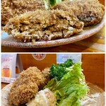 Hisamoto - いつもながらに美味しいメンチかつ、野菜もたっぷりいただけます♪