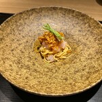 眞善美 - 石川産甘海老　中華麺　豆板醤ソース　ネギ