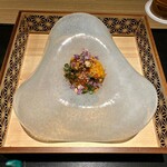 眞善美 - 福岡郷土料理ごまさば風に〜宮崎白甘鯛　海月　北海道産雲丹　ナッツ