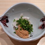 飯倉 からき - 炙ったふぐと皮　　鮟肝和え