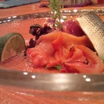 日本料理 たかむら - 刺身　赤貝・コハダ・カツオ。