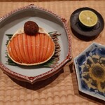 伯雲 - 浜坂のせいこ蟹の面詰め、酢橘、蟹酢
