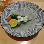 Sushi Tempura Gosakutei - ●ﾗﾝﾁ。単品。中瓶ﾋﾞｰﾙ715X2+てっさ1518+てっちり3278+追加鍋ふぐ身2178X2+蓮根天ぷら418=11,120円