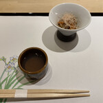 Sushi Oumi - しじみの一番出汁と松前漬け