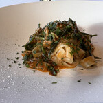 リストランテ 桜鏡 - 七草とドウマン蟹のリングイネ