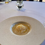 リストランテ 桜鏡 - 大根のズッパ（人参とミルクと卵で和えたソースが中に）