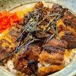 Teuchi Udon Shinagawa - あなご丼の穴子は焼き置きしていた穴子を温め直したものを使っており、水分が抜けて硬い
      瀬戸内海産らしいのですが、火入れが良く焼き立てじゃないと判別出来ませんので、正直、分かりません