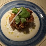 plate - 石川県産真フグの白子、カブのソース