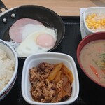 吉野家 - ハムエッグ牛小鉢定食