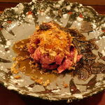 肉割烹 五平 - 肩三角のトリュフユッケ(コース料理 肉割烹コース 正月バージョン)