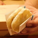 肉割烹 五平 - 蓮根(レンコン)で挟んだ静岡和牛100%のメンチカツ(コース料理 肉割烹コース 正月バージョン)