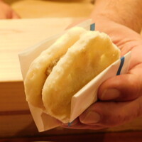 肉割烹 五平 - 蓮根(レンコン)で挟んだ静岡和牛100%のメンチカツ(コース料理 肉割烹コース 正月バージョン)