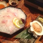 ざうお - ホタテを焼いて、タイ（半分）はお造りでいただきました