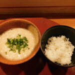 肉割烹 五平 - とろろをかける前の自然薯ご飯(コース料理 肉割烹コース 正月バージョン)