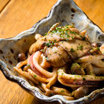 Grilled squid and mushrooms with miso