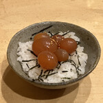 焼鳥 谷口 - たまひも醤油漬けの卵かけご飯