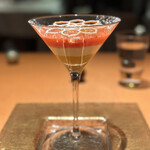 モノリス - 11.苺のスープ、ヨーグルトのムース、オレンジのジュレ。オレンジピール、バニラアイス。