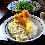 丸亀製麺 - 冷ぶっかけ大＆なす･いか･ウインナー天丼（2013/6）