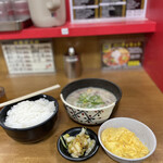 十八番 - かす汁朝食＋スクランブル玉子