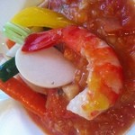 リストランテAO 青山 - 冷たいパッパ アル ポモドーロ～菜園野菜とエビのレモンマリネ添え～