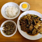 東京飯店 - 茄子の辛子炒め&半ライス