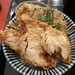 おきむら - ミニとり天丼セット ざるそば（税込 1,400円）評価＝○